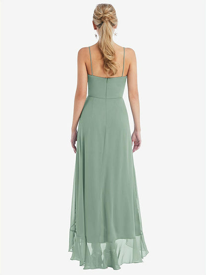 【STYLE: TH041】Scoop Neck Ruffle-Trimmed High Low Maxi Dress【COLOR: Seagrass】