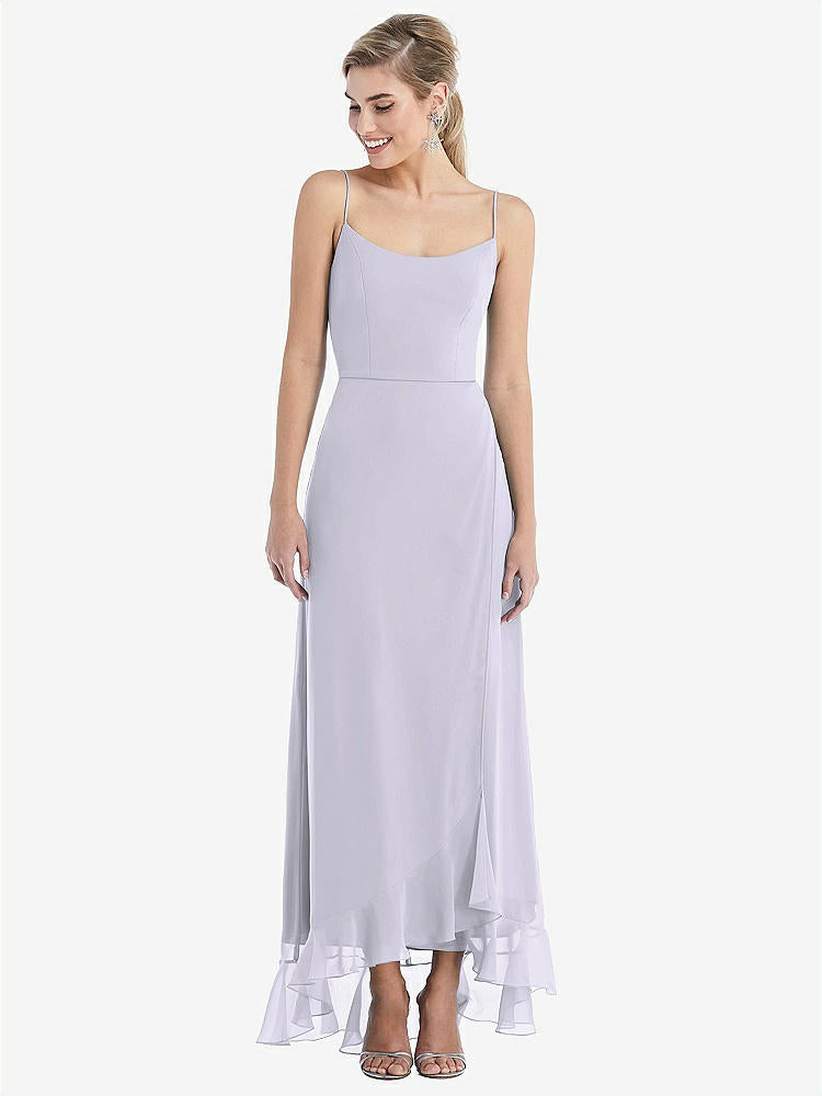 【STYLE: TH041】Scoop Neck Ruffle-Trimmed High Low Maxi Dress【COLOR: Silver Dove】