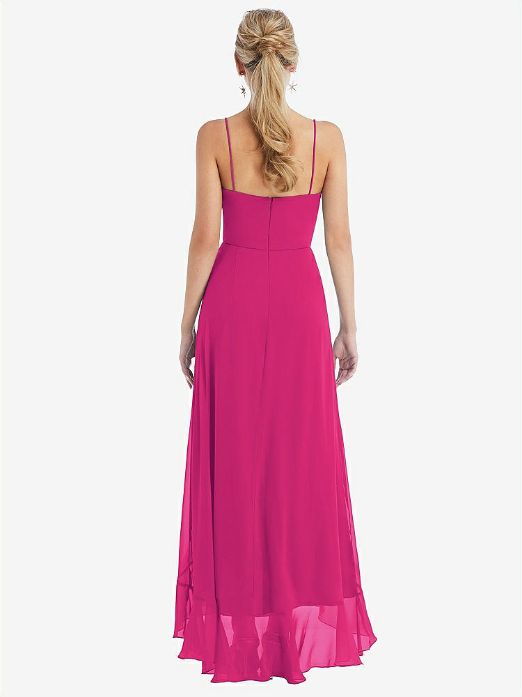 【STYLE: TH041】Scoop Neck Ruffle-Trimmed High Low Maxi Dress【COLOR: Think Pink】