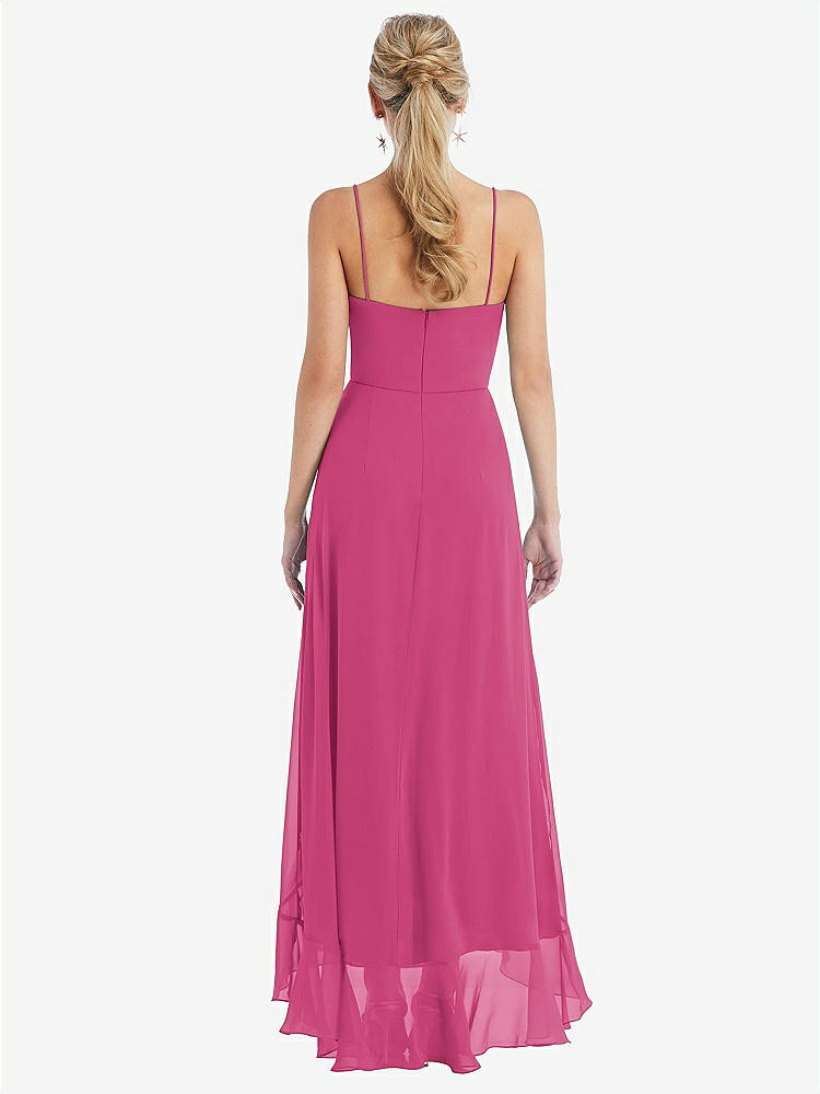 【STYLE: TH041】Scoop Neck Ruffle-Trimmed High Low Maxi Dress【COLOR: Tea Rose】