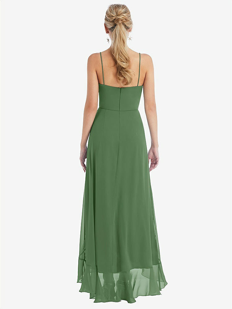 【STYLE: TH041】Scoop Neck Ruffle-Trimmed High Low Maxi Dress【COLOR: Vineyard Green】