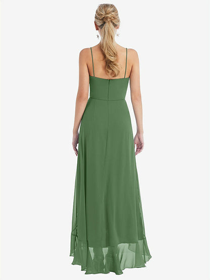 【NEW】【STYLE: TH041】スクープ 首 フリルトリム 高 低 マキシ ドレス【COLOR: Vineyard Green】【SIZE: 00-30W】