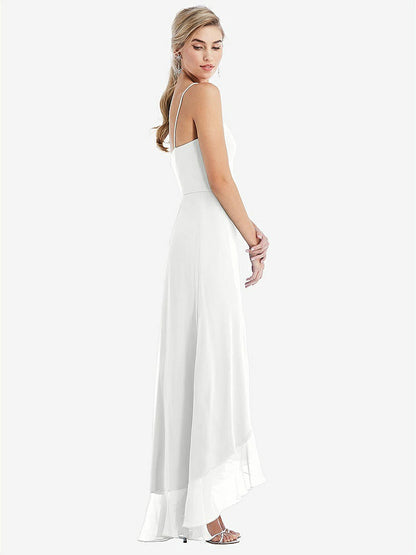 【STYLE: TH041】Scoop Neck Ruffle-Trimmed High Low Maxi Dress【COLOR: White】