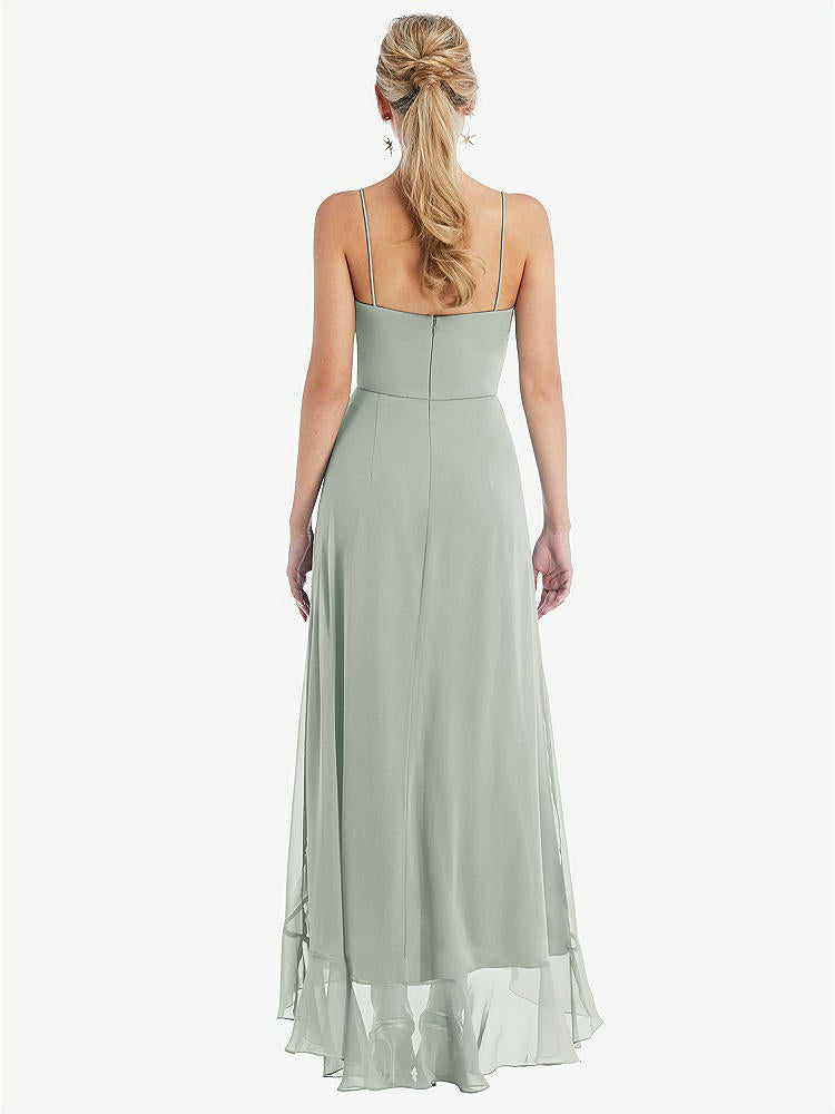 【STYLE: TH041】Scoop Neck Ruffle-Trimmed High Low Maxi Dress【COLOR: Willow Green】