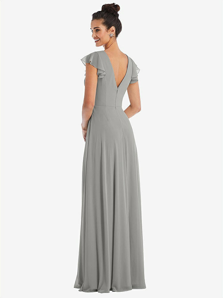 【NEW】【STYLE: TH042】フラッター スリーブ Vコール シフォン マキシ ドレス【COLOR: Chelsea Gray】【SIZE: 00-30W】