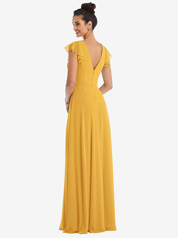 【NEW】【STYLE: TH042】フラッター スリーブ Vコール シフォン マキシ ドレス【COLOR: NYC Yellow】【SIZE: 00-30W】