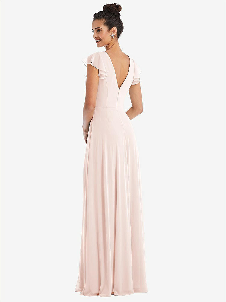 【NEW】【STYLE: TH042】フラッター スリーブ Vコール シフォン マキシ ドレス【COLOR: Blush】【SIZE: 00-30W】