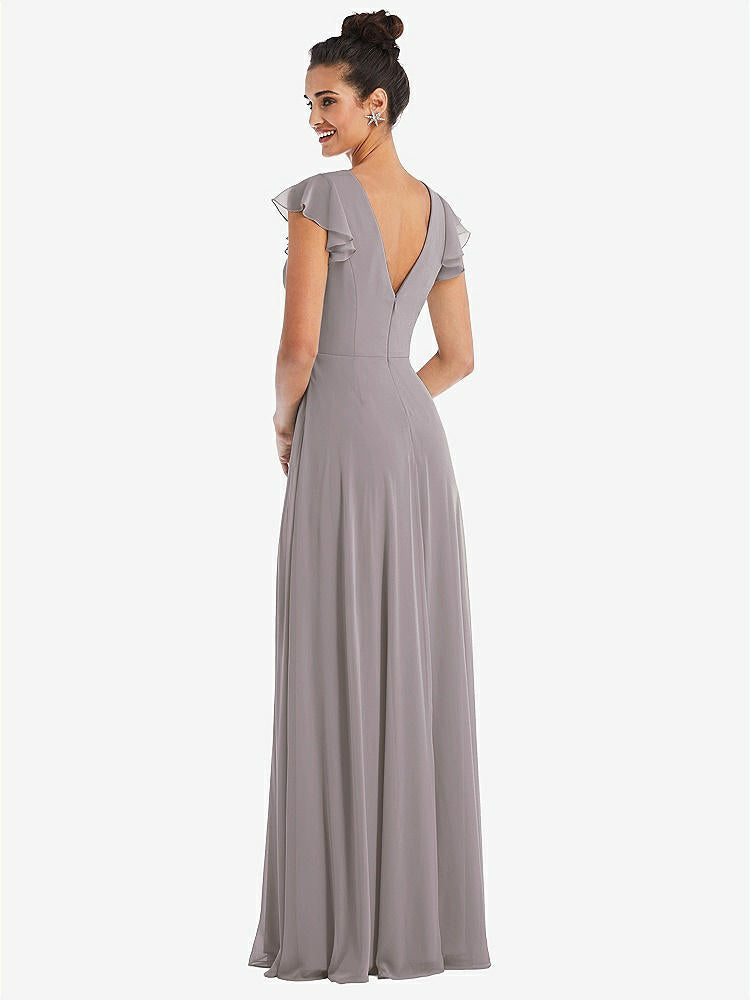 【NEW】【STYLE: TH042】フラッター スリーブ Vコール シフォン マキシ ドレス【COLOR: Cashmere Gray】【SIZE: 00-30W】