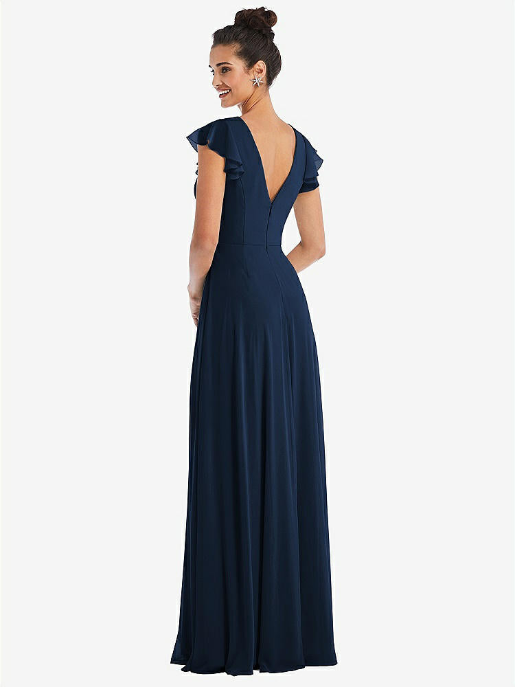 【NEW】【STYLE: TH042】フラッター スリーブ Vコール シフォン マキシ ドレス【COLOR: Midnight Navy】【SIZE: 00-30W】