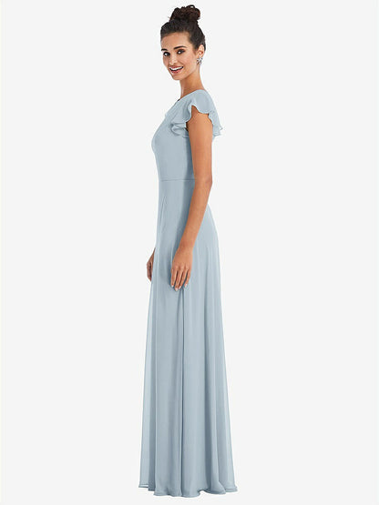 【NEW】【STYLE: TH042】フラッター スリーブ Vコール シフォン マキシ ドレス【COLOR: Mist】【SIZE: 00-30W】