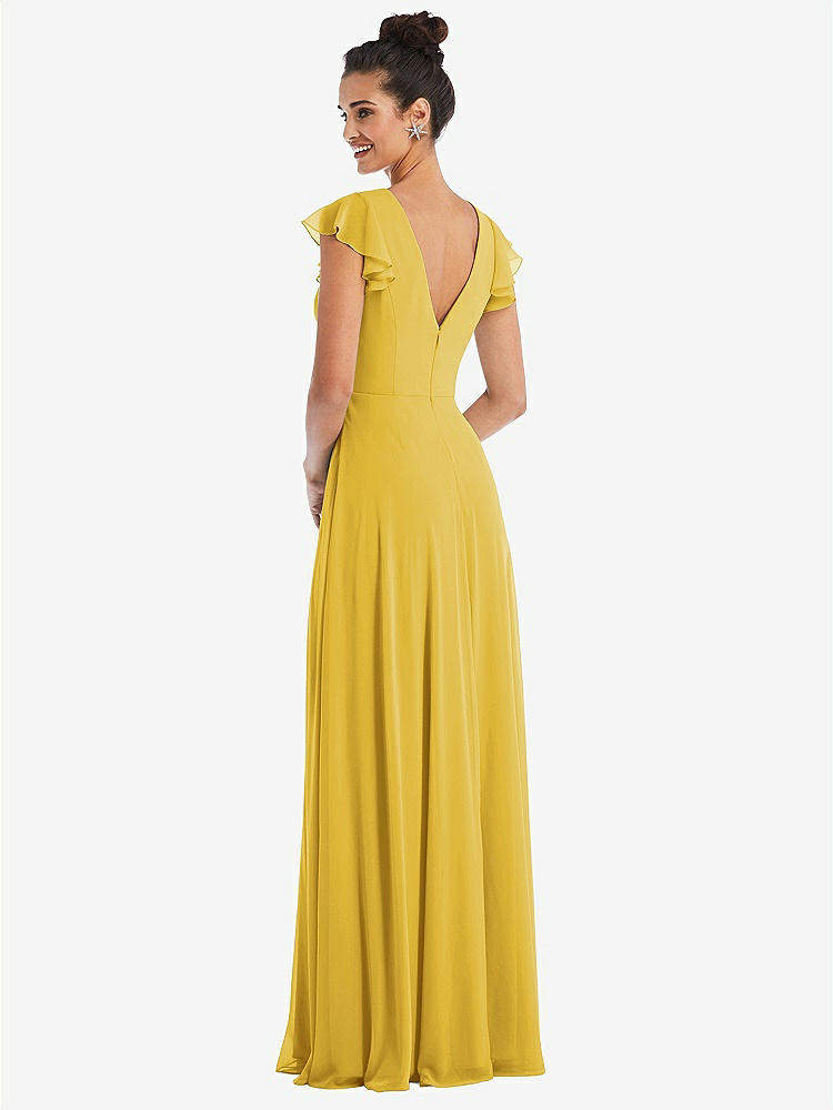 【NEW】【STYLE: TH042】フラッター スリーブ Vコール シフォン マキシ ドレス【COLOR: Marigold】【SIZE: 00-30W】