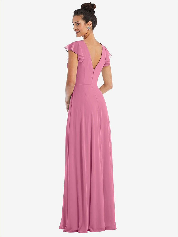 【NEW】【STYLE: TH042】フラッター スリーブ Vコール シフォン マキシ ドレス【COLOR: Orchid Pink】【SIZE: 00-30W】