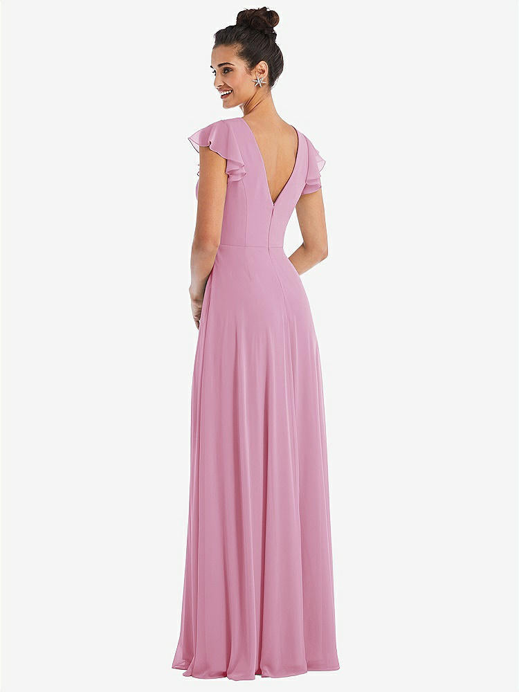 【NEW】【STYLE: TH042】フラッター スリーブ Vコール シフォン マキシ ドレス【COLOR: Powder Pink】【SIZE: 00-30W】