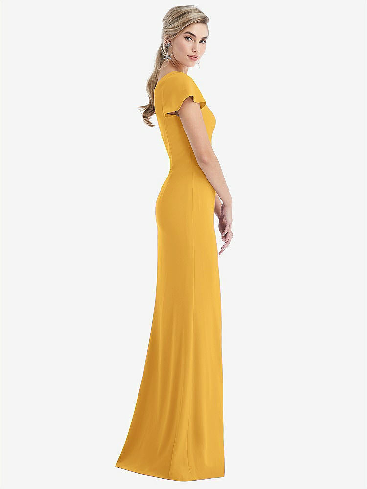 【NEW】【STYLE: TH043】One-Solder キャップ 袖 トランペット ガウン 前面 スリット【COLOR: NYC Yellow】【SIZE: 00-30W】