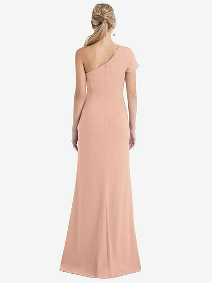 【NEW】【STYLE: TH043】One-Solder キャップ 袖 トランペット ガウン 前面 スリット【COLOR: Pale Peach】【SIZE: 00-30W】