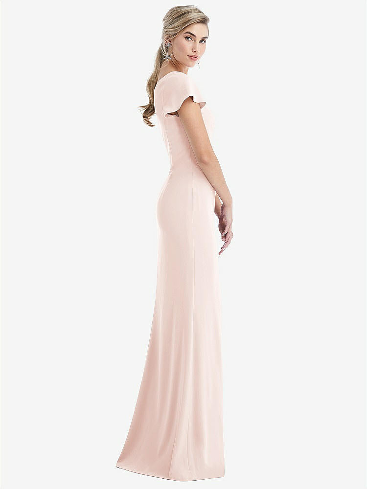 【NEW】【STYLE: TH043】One-Solder キャップ 袖 トランペット ガウン 前面 スリット【COLOR: Blush】【SIZE: 00-30W】
