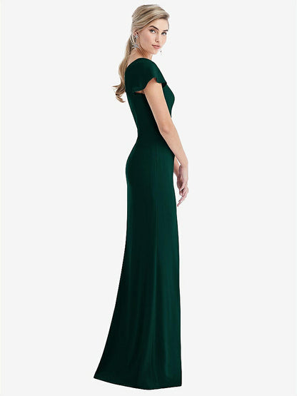 【NEW】【STYLE: TH043】One-Solder キャップ 袖 トランペット ガウン 前面 スリット【COLOR: Evergreen】【SIZE: 00-30W】