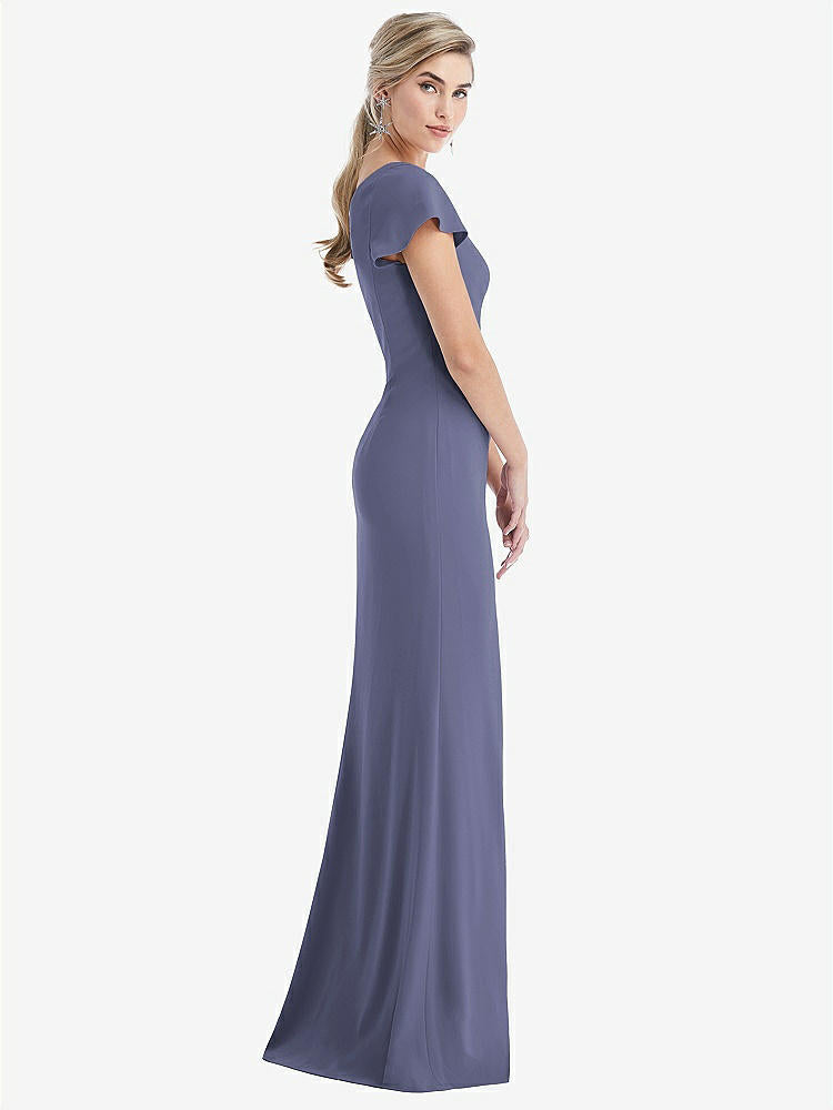 【NEW】【STYLE: TH043】One-Solder キャップ 袖 トランペット ガウン 前面 スリット【COLOR: French Blue】【SIZE: 00-30W】