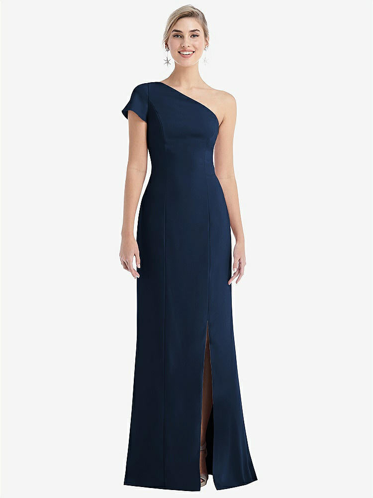 【NEW】【STYLE: TH043】One-Solder キャップ 袖 トランペット ガウン 前面 スリット【COLOR: Midnight Navy】【SIZE: 00-30W】