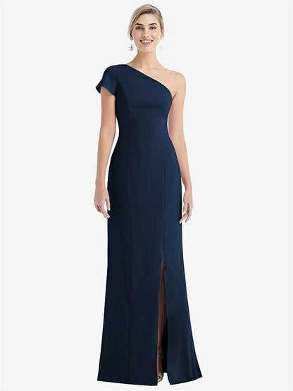【NEW】【STYLE: TH043】One-Solder キャップ 袖 トランペット ガウン 前面 スリット【COLOR: Midnight Navy】【SIZE: 00-30W】