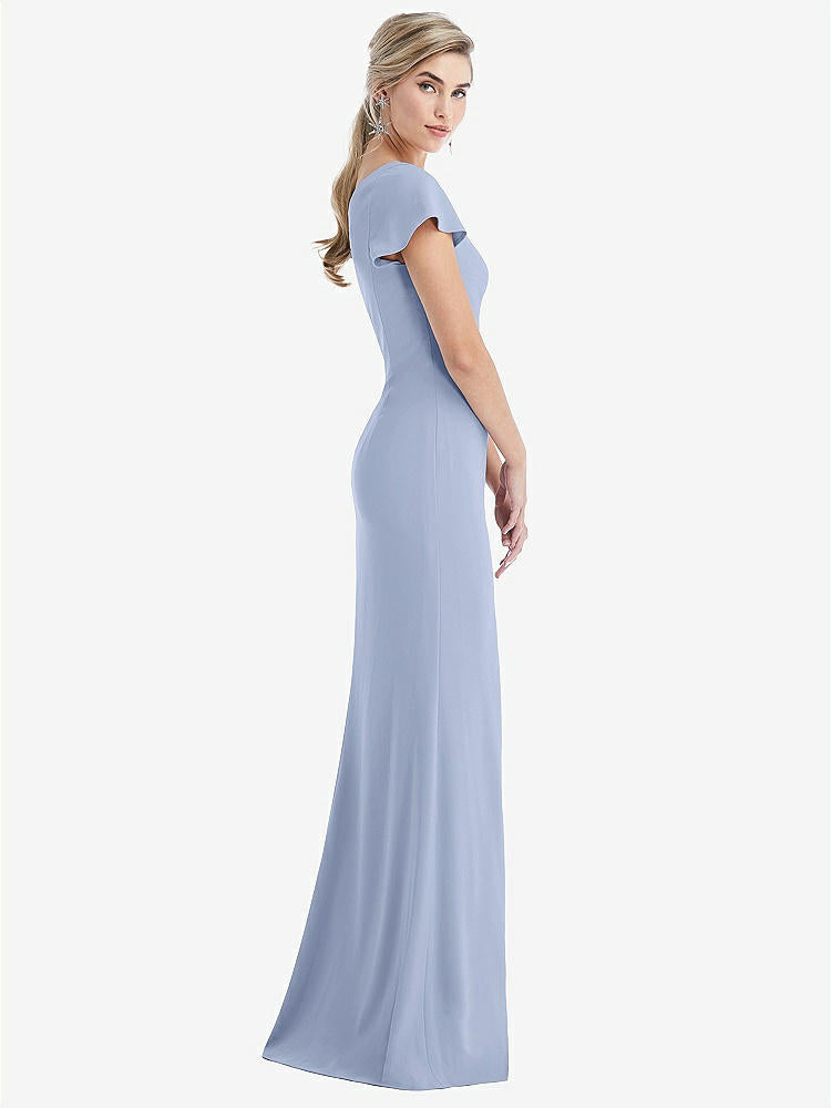 【NEW】【STYLE: TH043】One-Solder キャップ 袖 トランペット ガウン 前面 スリット【COLOR: Sky Blue】【SIZE: 00-30W】