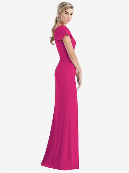 【NEW】【STYLE: TH043】One-Solder キャップ 袖 トランペット ガウン 前面 スリット【COLOR: Think Pink】【SIZE: 00-30W】