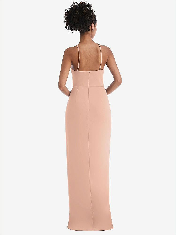 【NEW】【STYLE: TH044】ホルター ドレープ チューリップ スカート マキシ ドレス【COLOR: Pale Peach】【SIZE: 00-30W】
