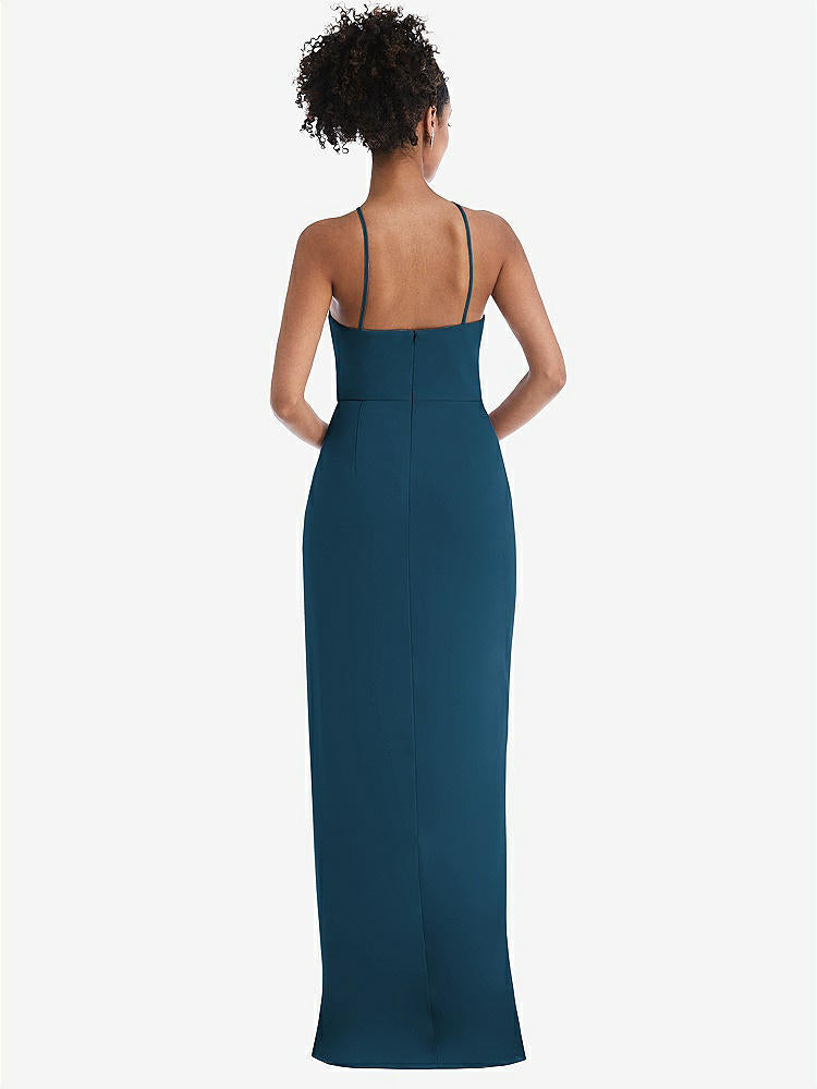 【NEW】【STYLE: TH044】ホルター ドレープ チューリップ スカート マキシ ドレス【COLOR: Atlantic Blue】【SIZE: 00-30W】