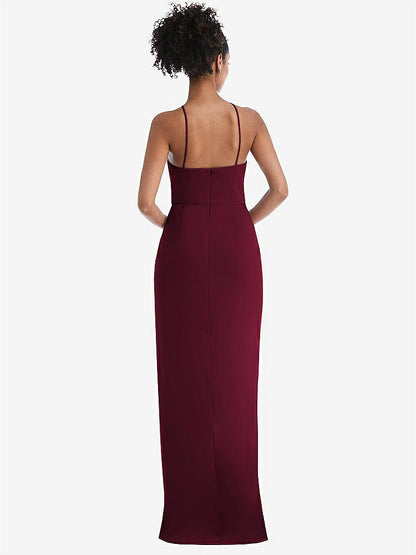 【NEW】【STYLE: TH044】ホルター ドレープ チューリップ スカート マキシ ドレス【COLOR: Cabernet】【SIZE: 00-30W】