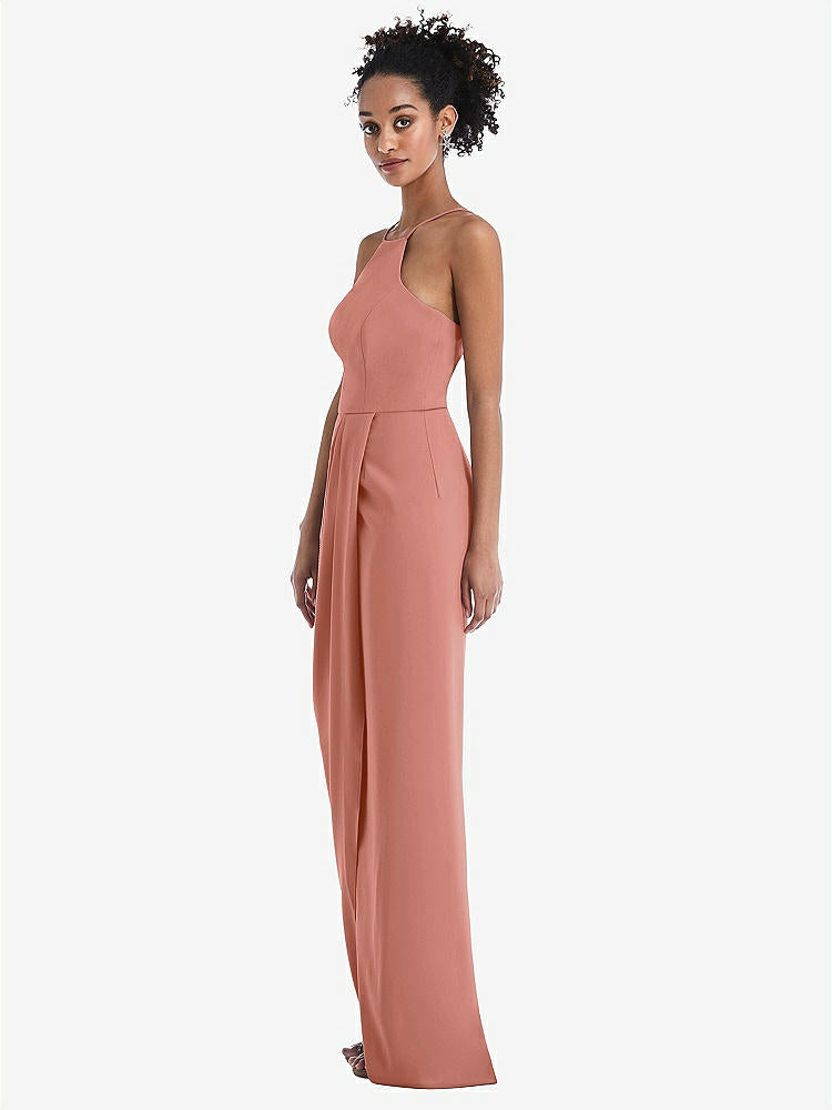 【NEW】【STYLE: TH044】ホルター ドレープ チューリップ スカート マキシ ドレス【COLOR: Desert Rose】【SIZE: 00-30W】