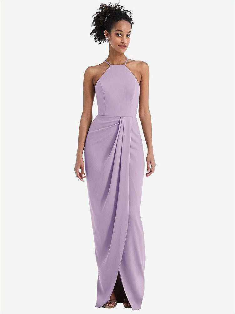 【NEW】【STYLE: TH044】ホルター ドレープ チューリップ スカート マキシ ドレス【COLOR: Pale Purple】【SIZE: 00-30W】