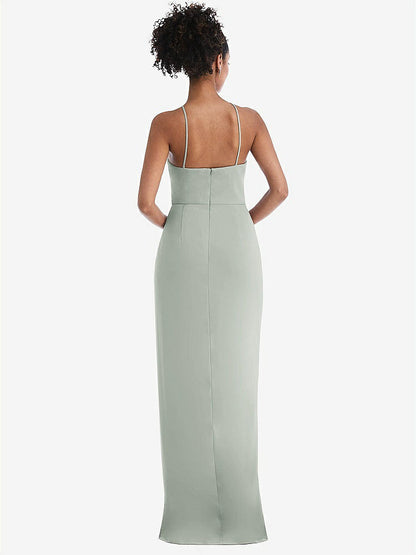 【NEW】【STYLE: TH044】ホルター ドレープ チューリップ スカート マキシ ドレス【COLOR: Willow Green】【SIZE: 00-30W】