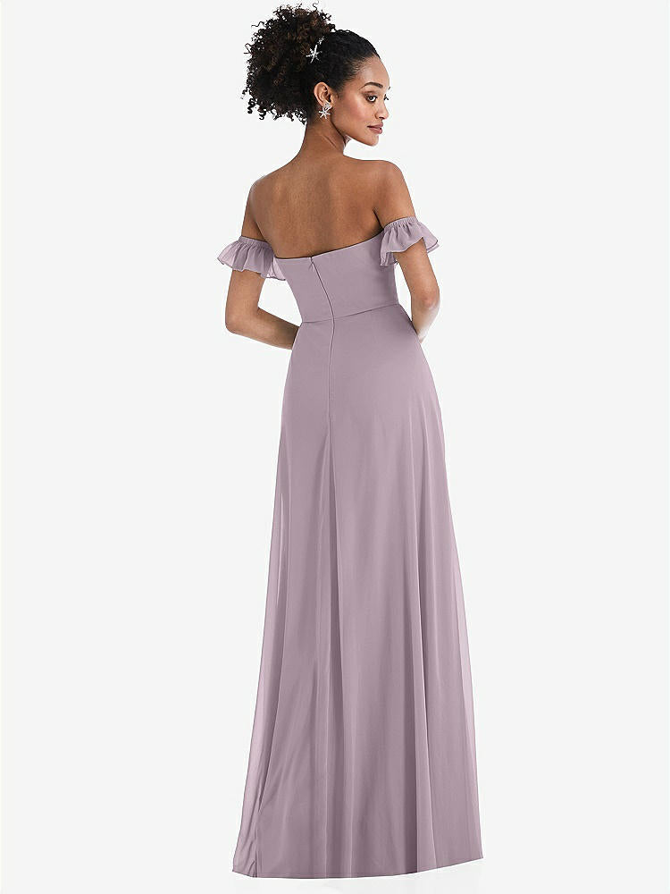 【NEW】【STYLE: TH046】オフショルダー フリル カフ 袖 シフォン マキシ ドレス【COLOR: Lilac Dusk】【SIZE: 00-30W】