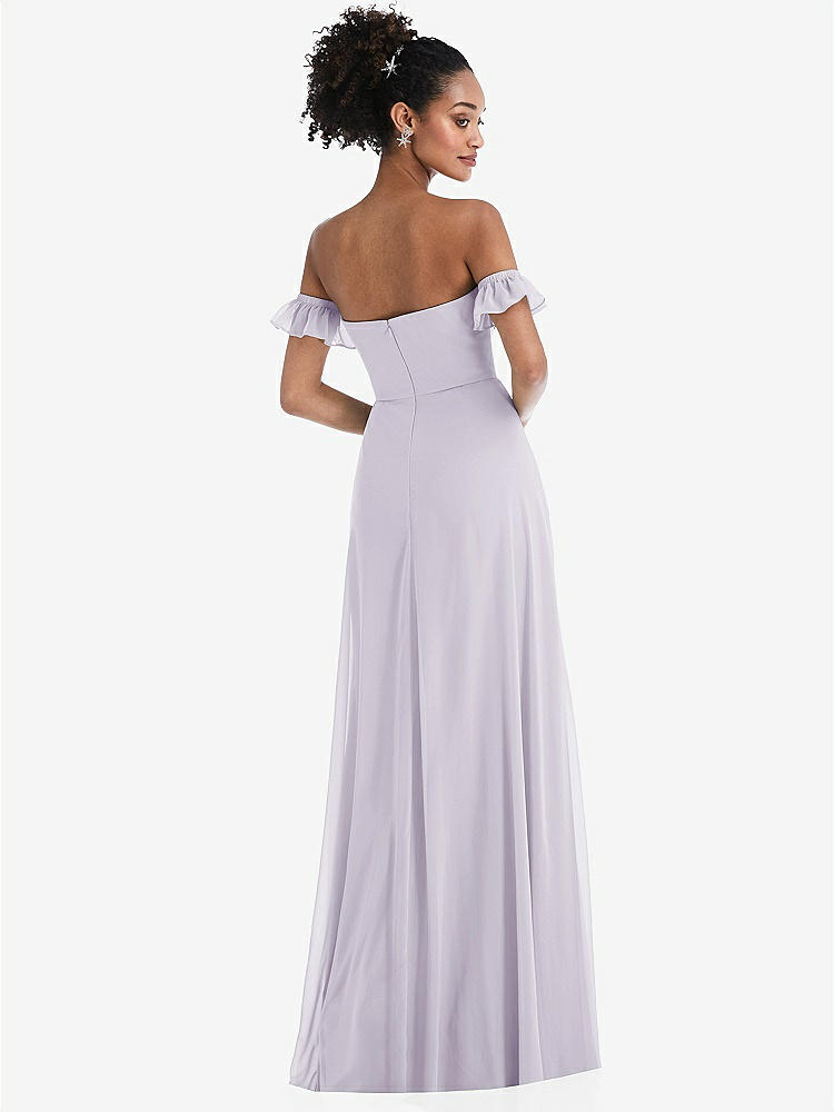 【STYLE: TH046】Off-the-Shoulder Ruffle Cuff Sleeve Chiffon Maxi Dress【COLOR: Moondance】