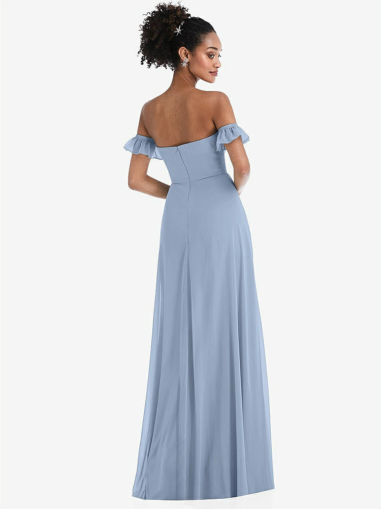 【NEW】【STYLE: TH046】オフショルダー フリル カフ 袖 シフォン マキシ ドレス【COLOR: Cloudy】【SIZE: 00-30W】