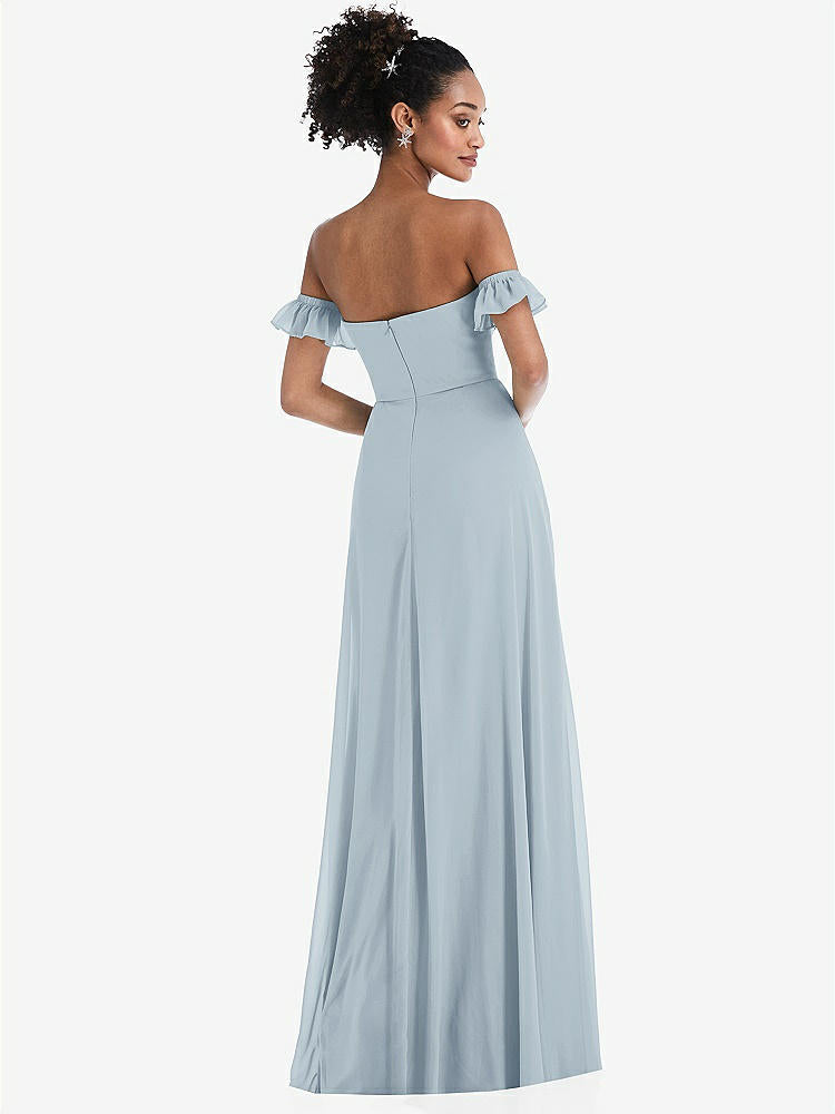 【NEW】【STYLE: TH046】オフショルダー フリル カフ 袖 シフォン マキシ ドレス【COLOR: Mist】【SIZE: 00-30W】