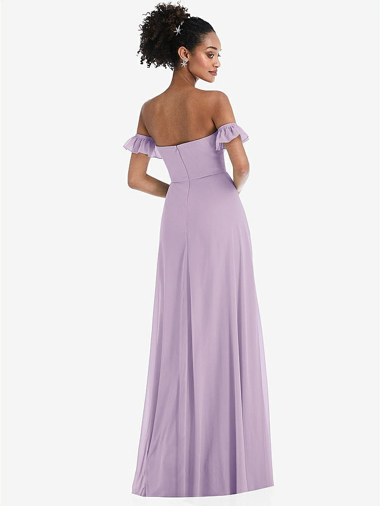 【NEW】【STYLE: TH046】オフショルダー フリル カフ 袖 シフォン マキシ ドレス【COLOR: Pale Purple】【SIZE: 00-30W】