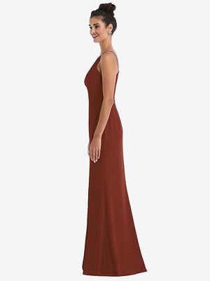 【STYLE: TH047】Open-Back High-Neck Halter Trumpet Gown【COLOR: Auburn Moon】