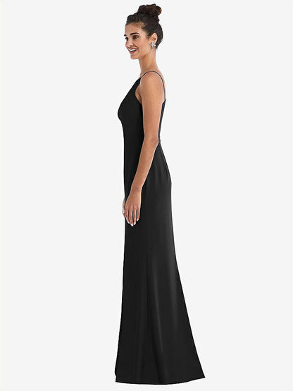 【STYLE: TH047】Open-Back High-Neck Halter Trumpet Gown【COLOR: Black】