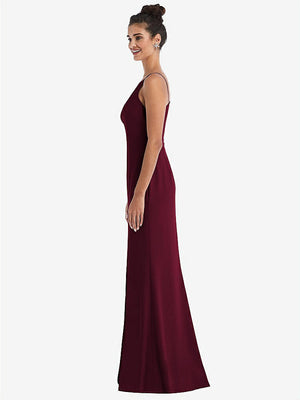【STYLE: TH047】Open-Back High-Neck Halter Trumpet Gown【COLOR: Cabernet】