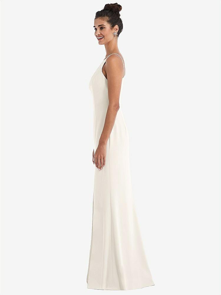 【STYLE: TH047】Open-Back High-Neck Halter Trumpet Gown【COLOR: Ivory】