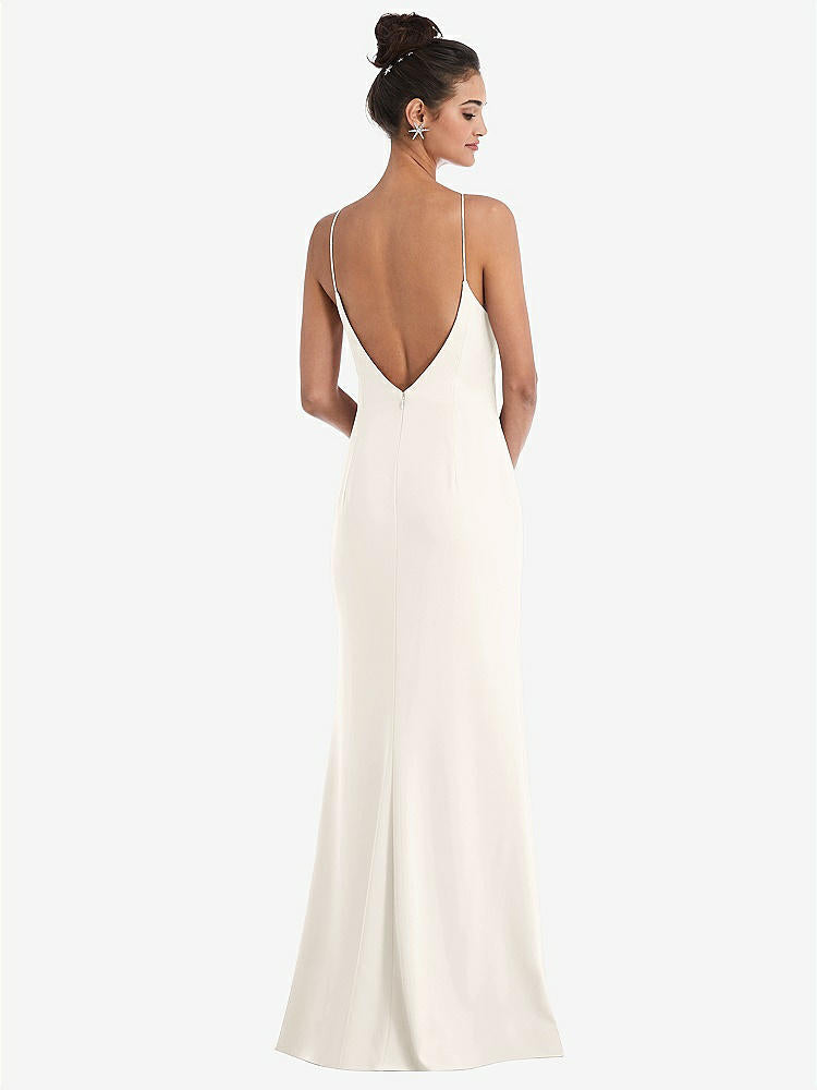 【STYLE: TH047】Open-Back High-Neck Halter Trumpet Gown【COLOR: Ivory】