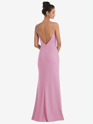 【STYLE: TH047】Open-Back High-Neck Halter Trumpet Gown【COLOR: Powder Pink】