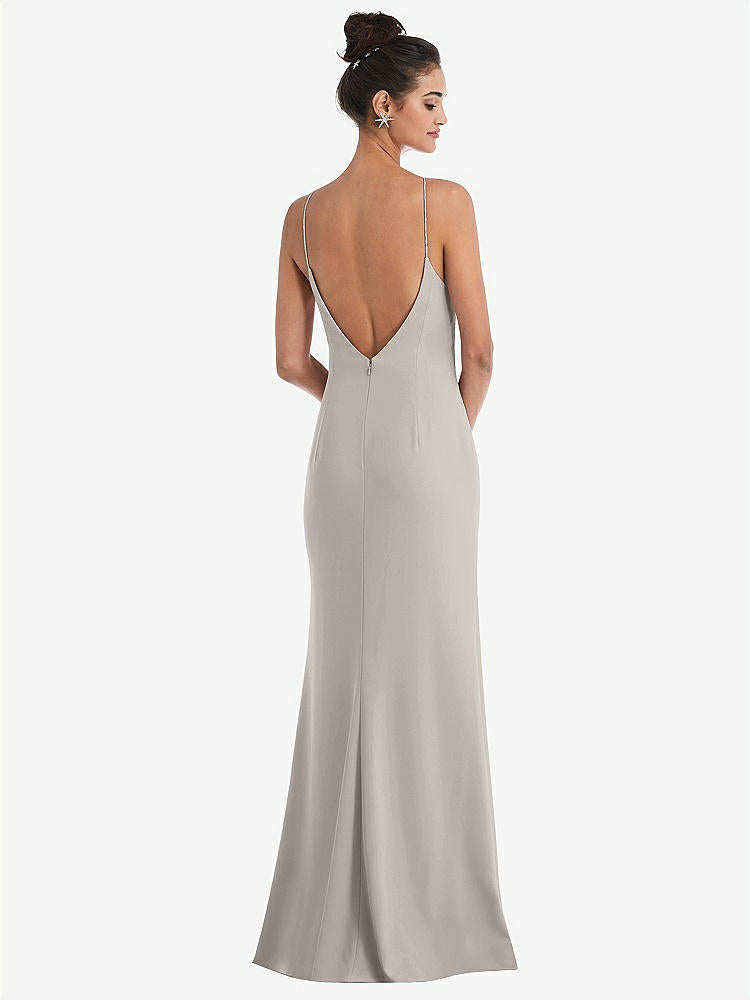 【NEW】【STYLE: TH047】オープンバック ハイネック ホルター トランペット ガウン【COLOR: Taupe】【SIZE: 00-30W】