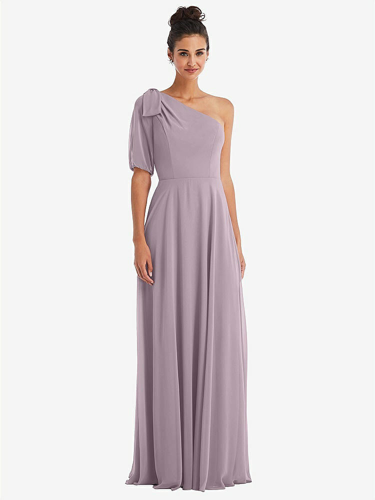 【NEW】【STYLE: TH048】弓 ワンショルダー フラウンス 袖 マキシ ドレス【COLOR: Lilac Dusk】【SIZE: 00-30W】