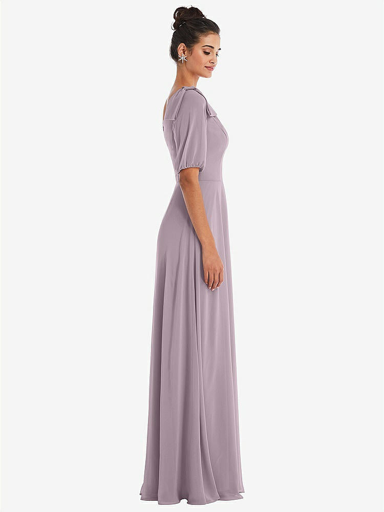 【NEW】【STYLE: TH048】弓 ワンショルダー フラウンス 袖 マキシ ドレス【COLOR: Lilac Dusk】【SIZE: 00-30W】