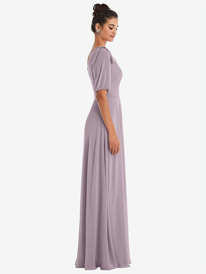 【NEW】【STYLE: TH048】弓 ワンショルダー フラウンス 袖 マキシ ドレス【COLOR: Lilac Dusk】【SIZE: 00-30W】