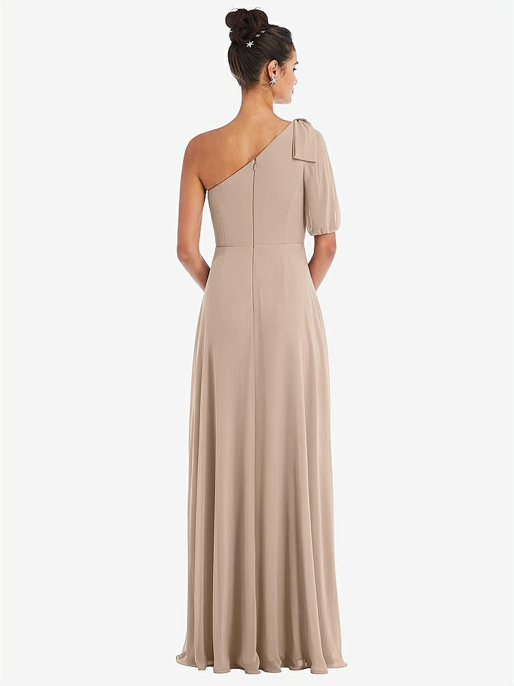 【STYLE: TH048】Bow One-Shoulder Flounce Sleeve Maxi Dress【COLOR: Topaz】