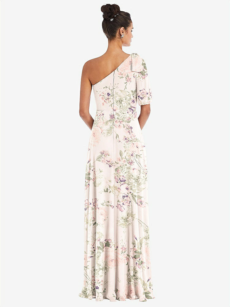 【NEW】【STYLE: TH048】弓 ワンショルダー フラウンス 袖 マキシ ドレス【COLOR: Blush Garden】【SIZE: 00-30W】