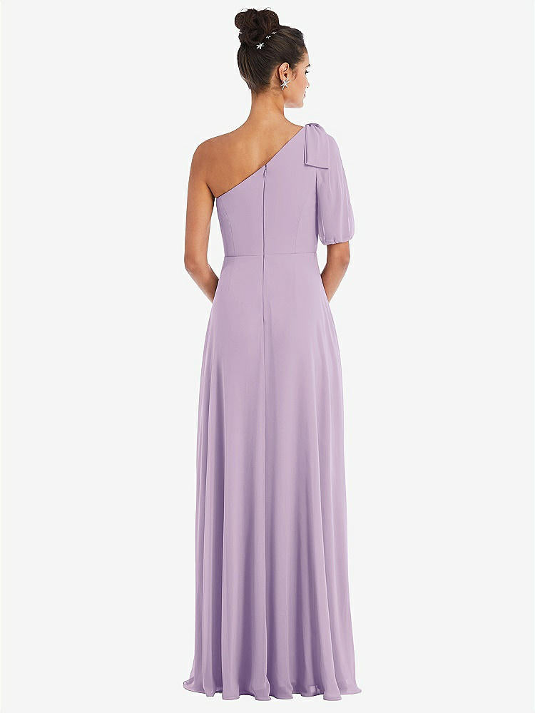 【NEW】【STYLE: TH048】弓 ワンショルダー フラウンス 袖 マキシ ドレス【COLOR: Pale Purple】【SIZE: 00-30W】